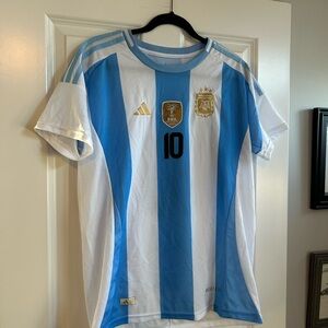 Adidas Light Blue and White Striped Jersey